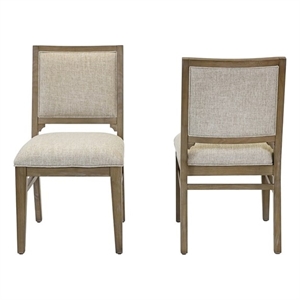 Pemberly Row Upholstered Dining Chairs Set of 2 with Solid Wood Frame in Brown