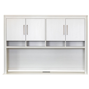 Pemberly Row Contemporary Laminate Wood Hutch with 4 Doors in Soft White