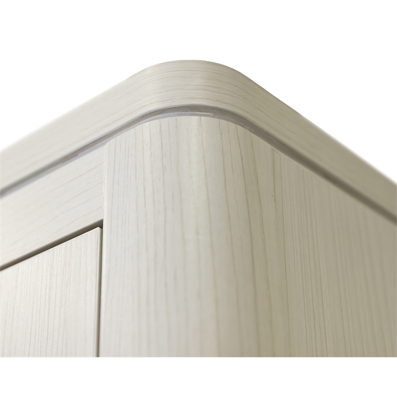 Pemberly Row Contemporary Laminate Wood Hutch with 4 Doors in Soft White