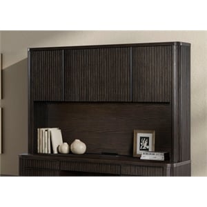 Pemberly Row Executive Hutch with Wood Doors and Fluted Tambour Detail in Brown