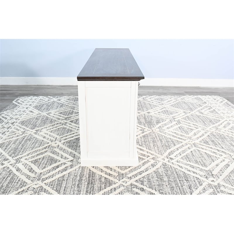 Pemberly Row Two-Tone Wood Credenza with Concealed Storage in Natural and Brown