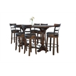 Pemberly Row Rectangular Pub Table Set with 6 Stools and Metal Footrest