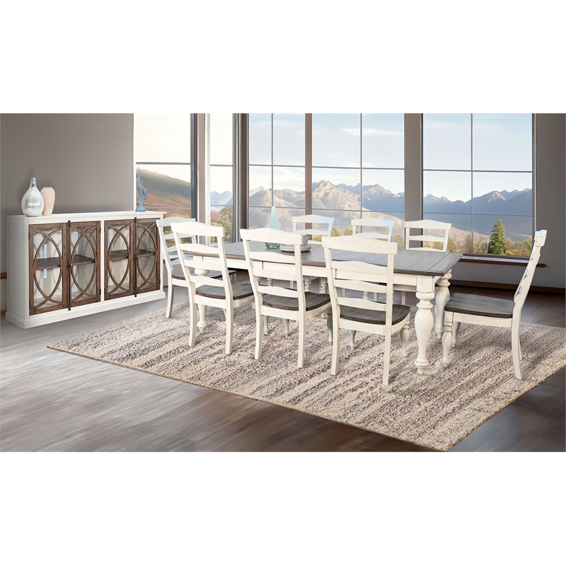Pemberly Row Farmhouse Rectangular Extension Dining Table Set with Turned Legs