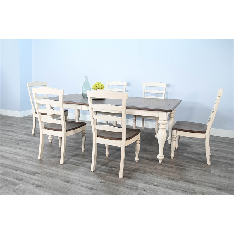 Pemberly Row Farmhouse Rectangular Extension Dining Table Set with Bench