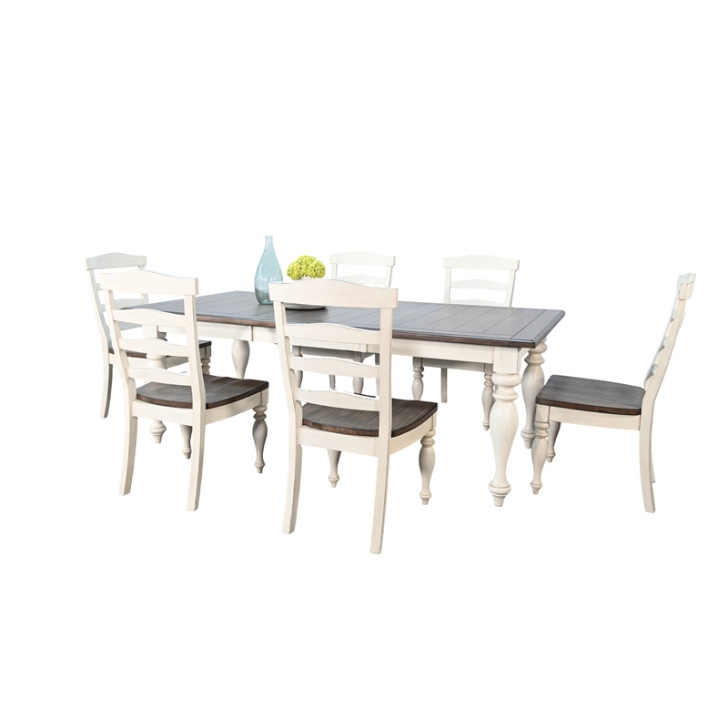 Pemberly Row Farmhouse Rectangular Extension Dining Table Set with Bench
