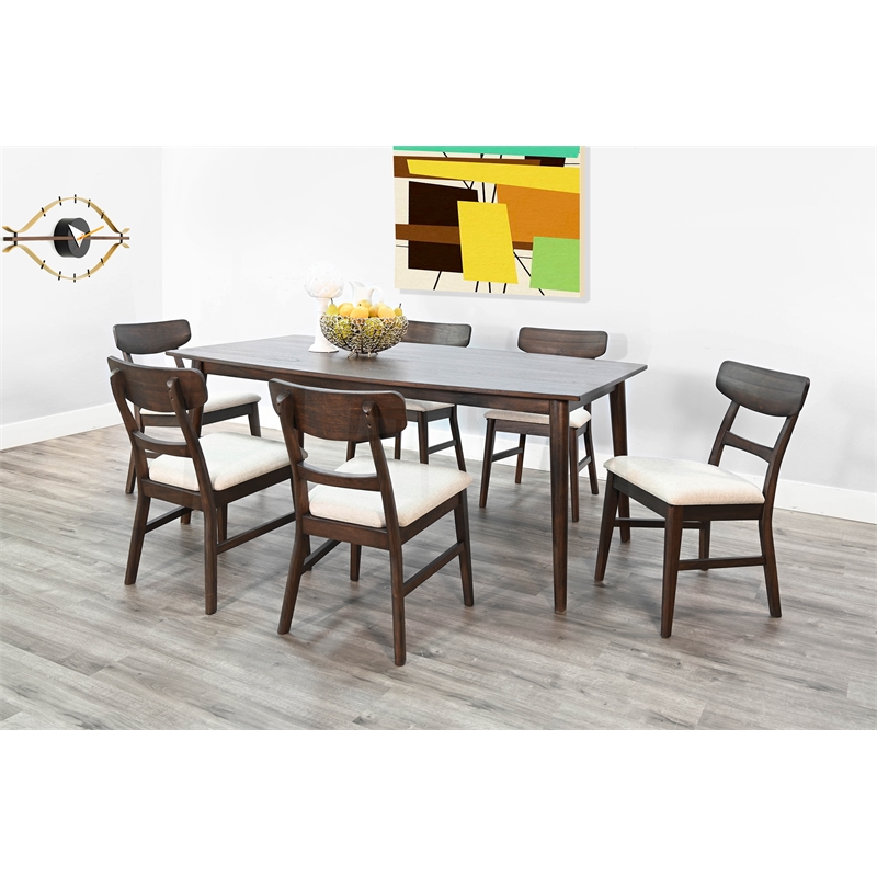 Pemberly Row Mid-Century Solid Wood 7-Piece Dining Set in Walnut