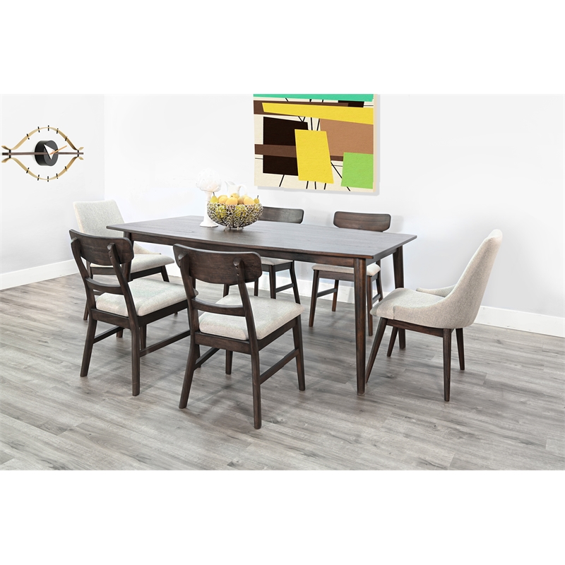 Pemberly Row Mid-Century Solid Wood 7-Piece Dining Set with Cushioned Chairs