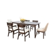Pemberly Row Mid-Century Solid Wood 7-Piece Dining Set with Cushioned Chairs