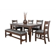 Pemberly Row Mahogany Extension Dining Set with Butterfly Leaf and Bench
