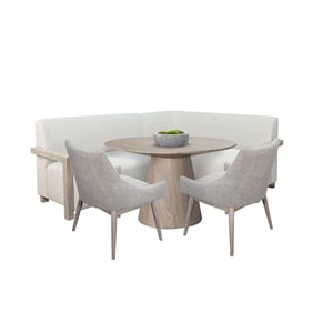 Pemberly Row 4-Piece Upholstered Nook Dining Set with Round Table and L-Bench