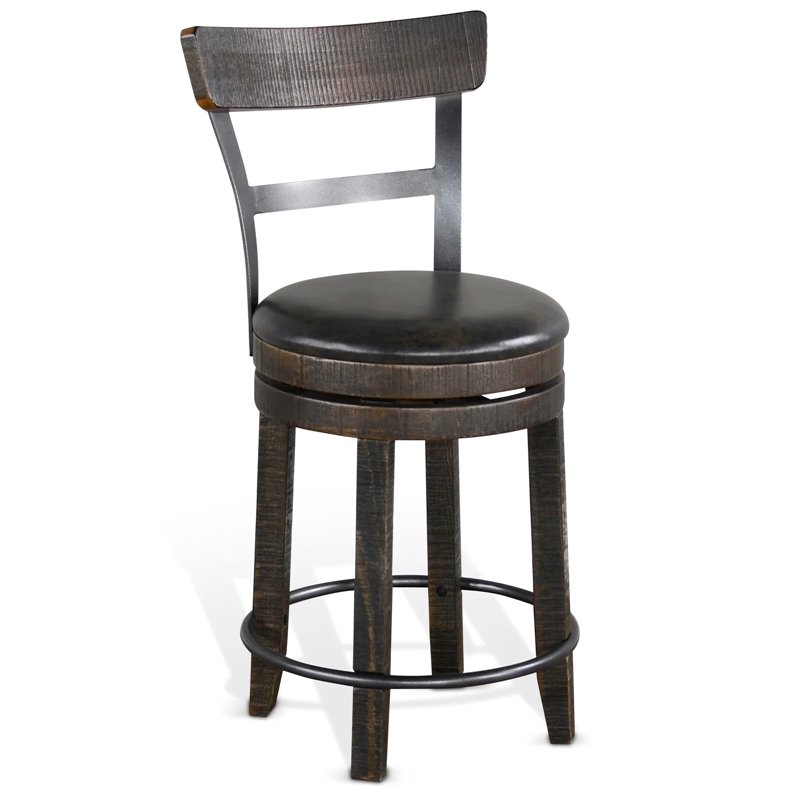 Pemberly Row Solid Mahogany 5-Piece Counter Height Dining Set with Metal Frame