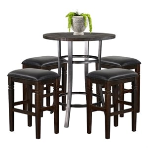 Pemberly Row Mahogany and Metal 5-Piece Counter Height Pub Set