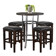 Pemberly Row Mahogany and Metal 5-Piece Counter Height Pub Set