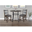 Pemberly Row Solid Mahogany 3-Piece Counter Height Dining Set with Metal Frame