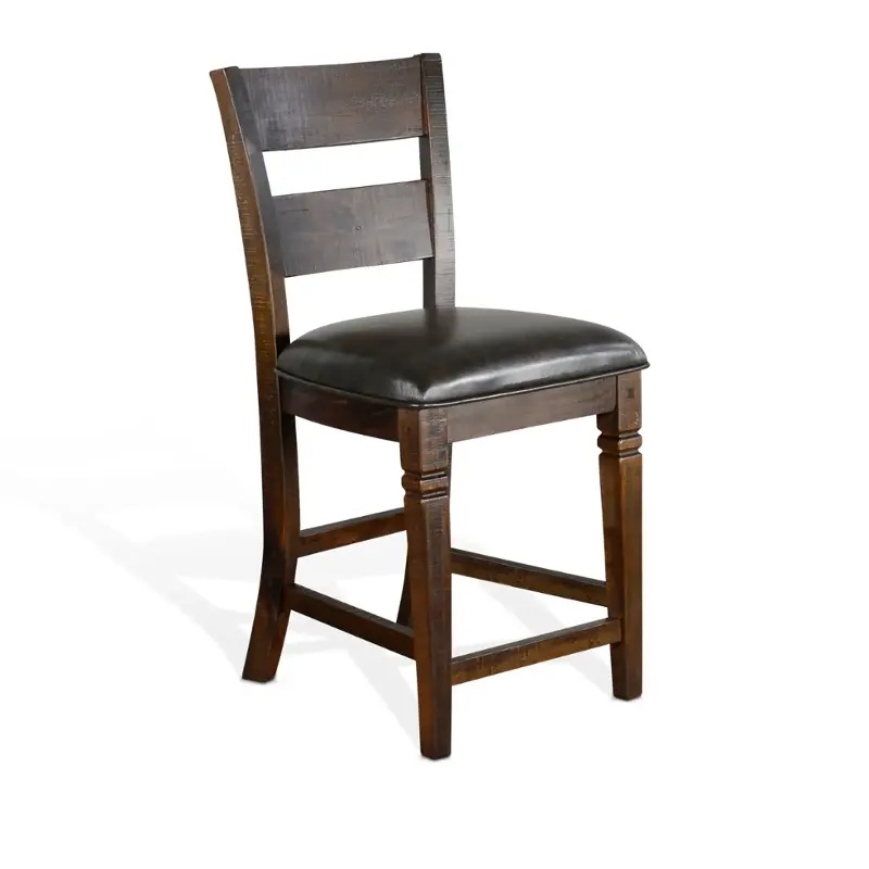 Pemberly Row Solid Mahogany 3-Piece Counter Height Dining Set with Metal Frame