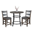 Pemberly Row Solid Mahogany 3-Piece Counter Height Dining Set with Metal Frame