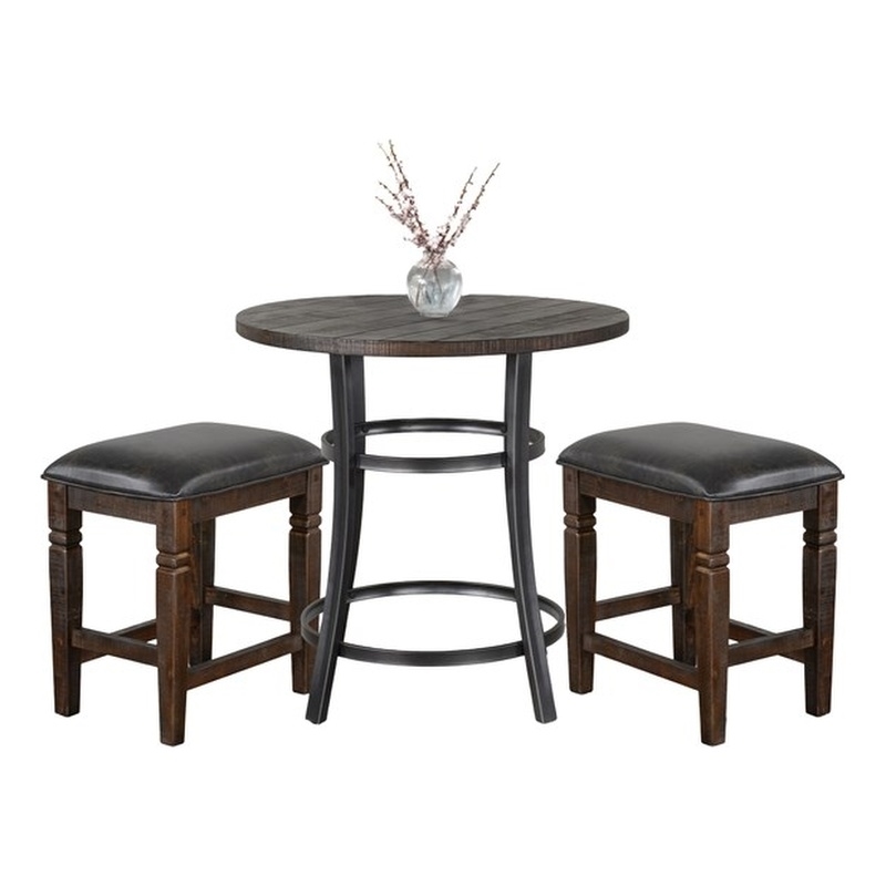 Pemberly Row 3-Piece Mahogany Counter Height Dining Set with Powder-Coated Legs