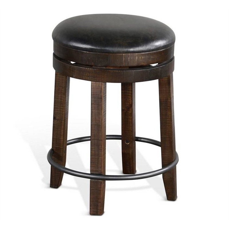 Pemberly Row Solid Wood 3-Piece Counter Height Dining Set with Mahogany Finish
