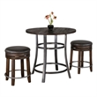 Pemberly Row Solid Wood 3-Piece Counter Height Dining Set with Mahogany Finish