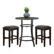Pemberly Row Contemporary Mahogany and Metal 3-Piece Pub Dining Set