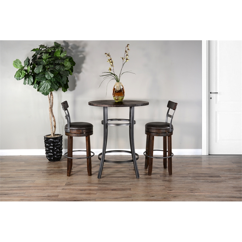 Pemberly Row 3-Piece Wood and Powder-Coated Metal Pub Dining Set