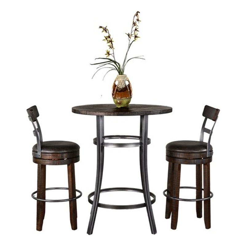 Pemberly Row 3-Piece Wood and Powder-Coated Metal Pub Dining Set