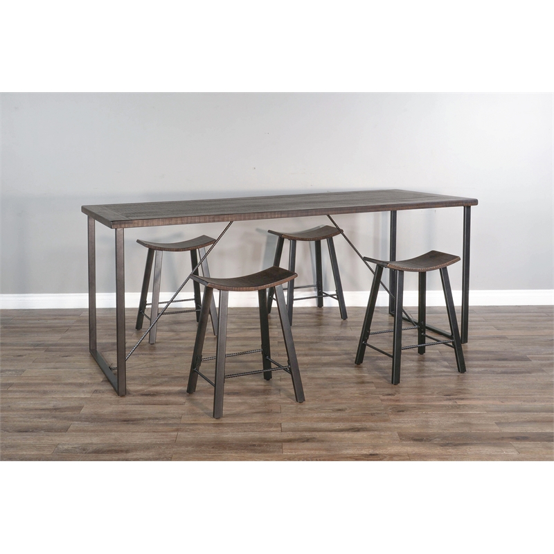 Pemberly Row Industrial Counter Height 5-Piece Dining Set with Metal Legs