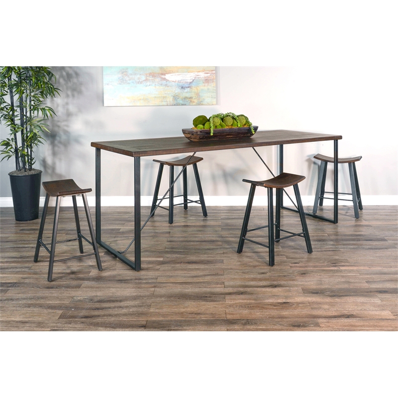 Pemberly Row Industrial Counter Height 5-Piece Dining Set with Metal Legs