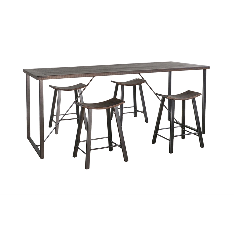 Pemberly Row Industrial Counter Height 5-Piece Dining Set with Metal Legs