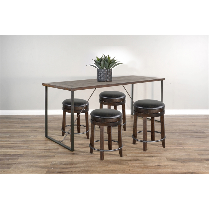 Pemberly Row Industrial 5-Piece Counter Height Dining Set with Sled Legs