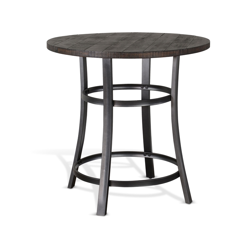 Pemberly Row 5-Piece Mahogany Counter Height Dining Set with Powder-Coated Frame