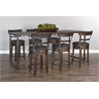 Pemberly Row 7-Piece Mahogany Counter Height Set with Industrial Metal Frame