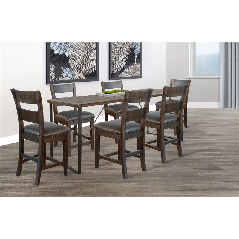 Pemberly Row 7-Piece Counter Height Dining Set with Metal Sled Base