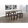 Pemberly Row Mahogany and Metal 5-Piece Industrial Counter Height Set