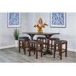 Pemberly Row 7-Piece Rectangular Pub Table Set with Mahogany and Mindi Wood