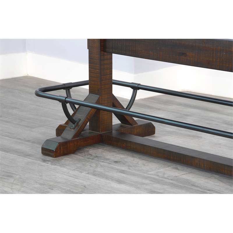 Pemberly Row 7-Piece Rectangular Pub Table Set with Mahogany and Mindi Wood