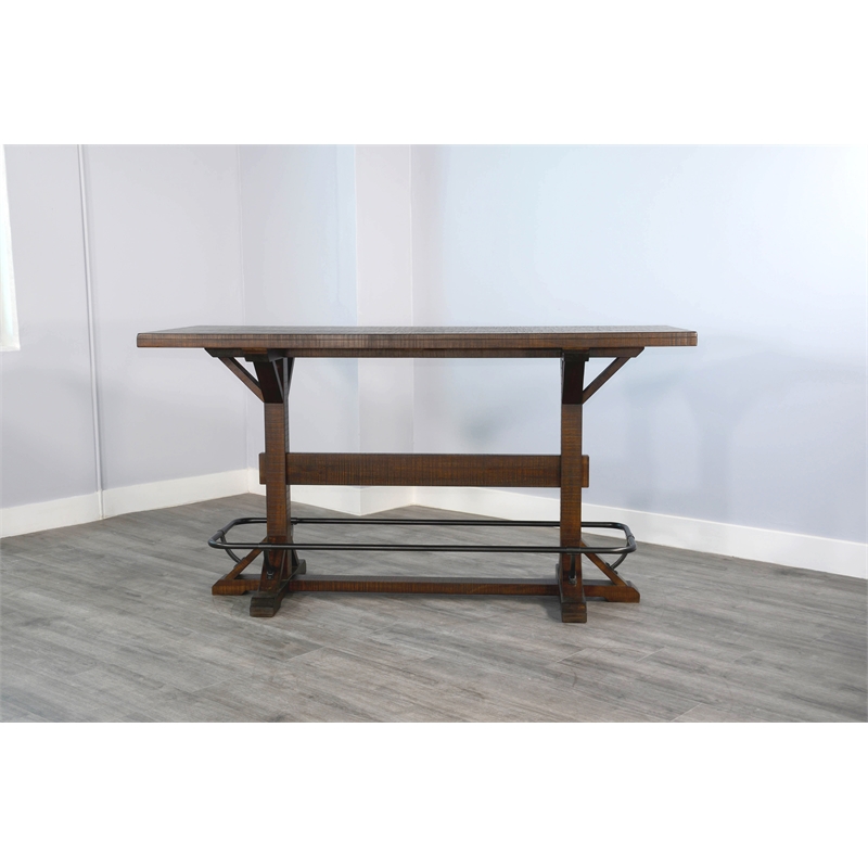 Pemberly Row 7-Piece Rectangular Pub Table Set with Mahogany and Mindi Wood