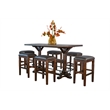 Pemberly Row 7-Piece Rectangular Pub Table Set with Mahogany and Mindi Wood
