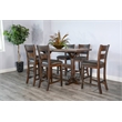Pemberly Row Rectangular Pub Table Set with 6 Stools and Metal Footrest