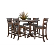 Pemberly Row Rectangular Pub Table Set with 6 Stools and Metal Footrest