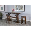 Pemberly Row Rectangular Pub Table Set with 4 Stools and Metal Footrest
