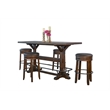Pemberly Row Rectangular Pub Table Set with 4 Stools and Metal Footrest