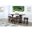 Pemberly Row Rectangular Pub Table Set with 6 Stools and Metal Footrest