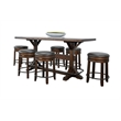 Pemberly Row Rectangular Pub Table Set with 6 Stools and Metal Footrest