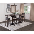 Pemberly Row Rectangular Pub Table Set with 4 Stools and Metal Footrest