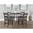 Pemberly Row Solid Mahogany 5-Piece Counter Height Dining Set with Stools