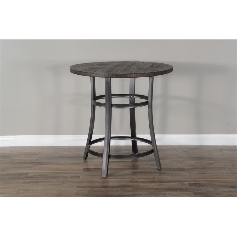 Pemberly Row Solid Mahogany 5-Piece Counter Height Dining Set with Stools