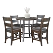 Pemberly Row Solid Mahogany 5-Piece Counter Height Dining Set with Stools