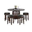 Pemberly Row Round Pub Table Set with Wine Barrel Design and Lazy Susan Storage