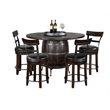 Pemberly Row Round Pub Table Set with Wine Barrel Design and Lazy Susan Storage